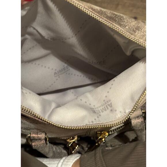 Aimee Kestenberg Soho Gunmetal Metallic Nubuck Leather Satchel Shoulder Bag - Picture 3 of 7